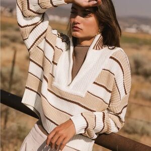 Bohme Kandy Half Zip Sweater in Ecru